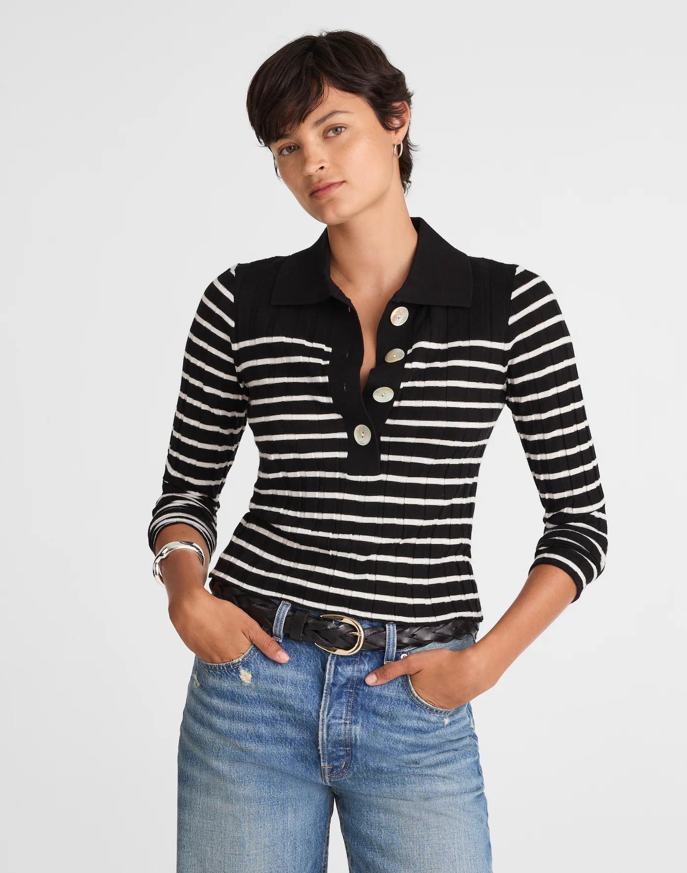 Ribbed Polo Sweater Product Image