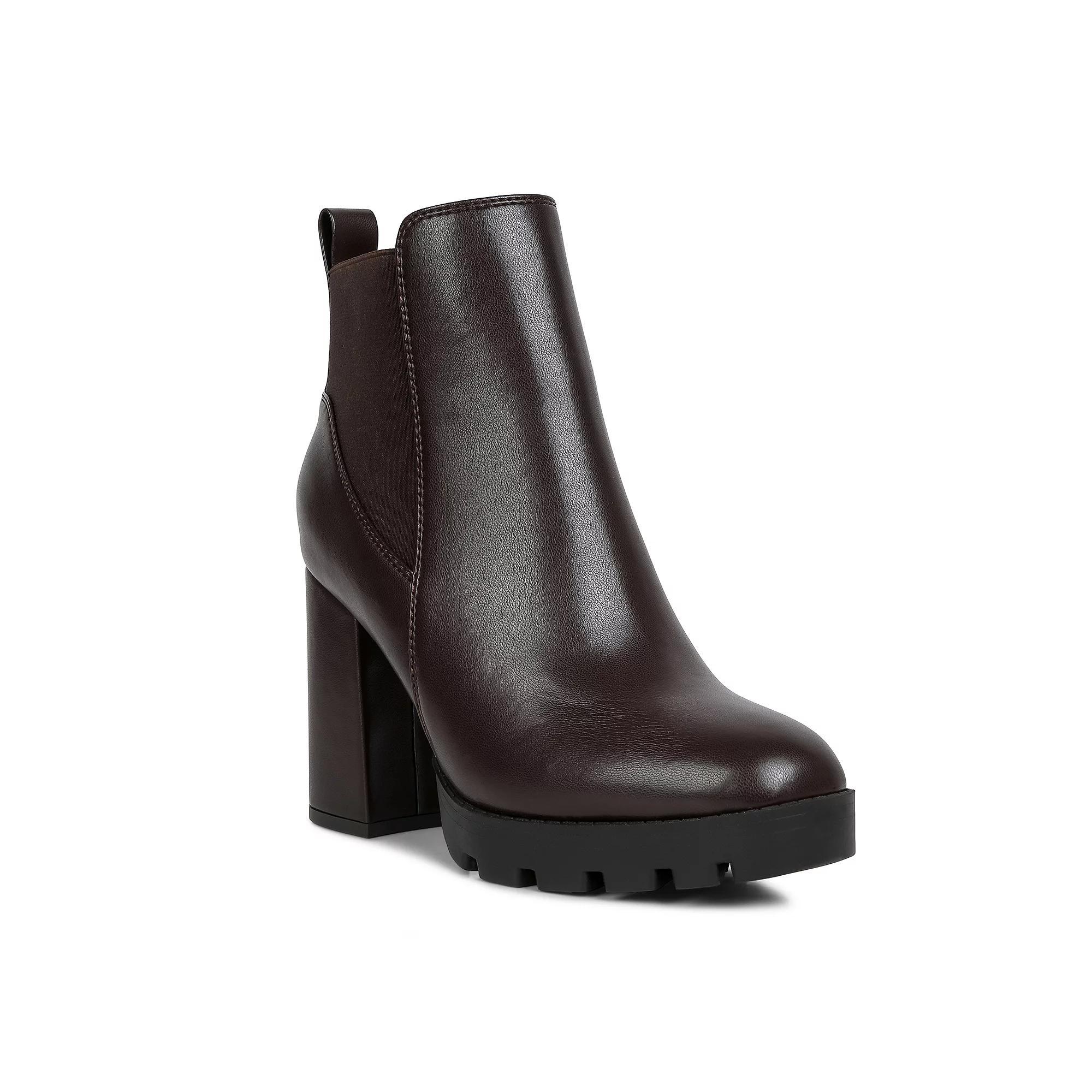London Rag Bolt Women's Block Heel Chelsea Boots, Size: 7, Brown Product Image