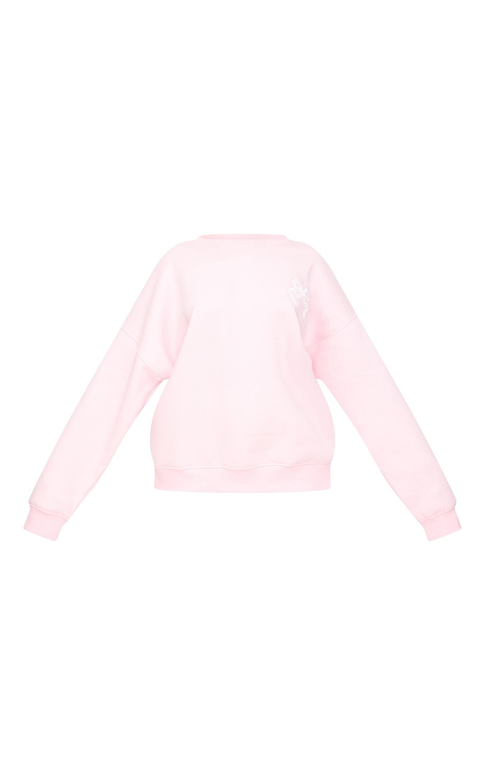  Petite Light Pink Crew Neck Oversized Sweatshirt Product Image