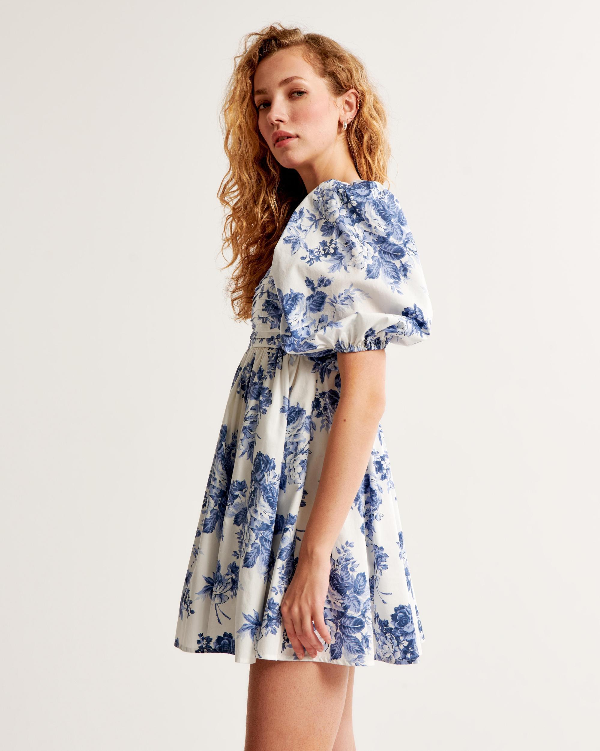 The A&F Emerson Poplin Puff Sleeve Mini Dress Product Image