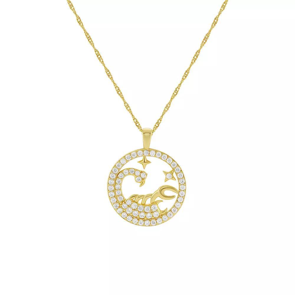 PRIMROSE 18k Gold Plated Cubic Zirconia Zodiac Coin Pendant Necklace, Women's, Size: 18", Scorpio Product Image