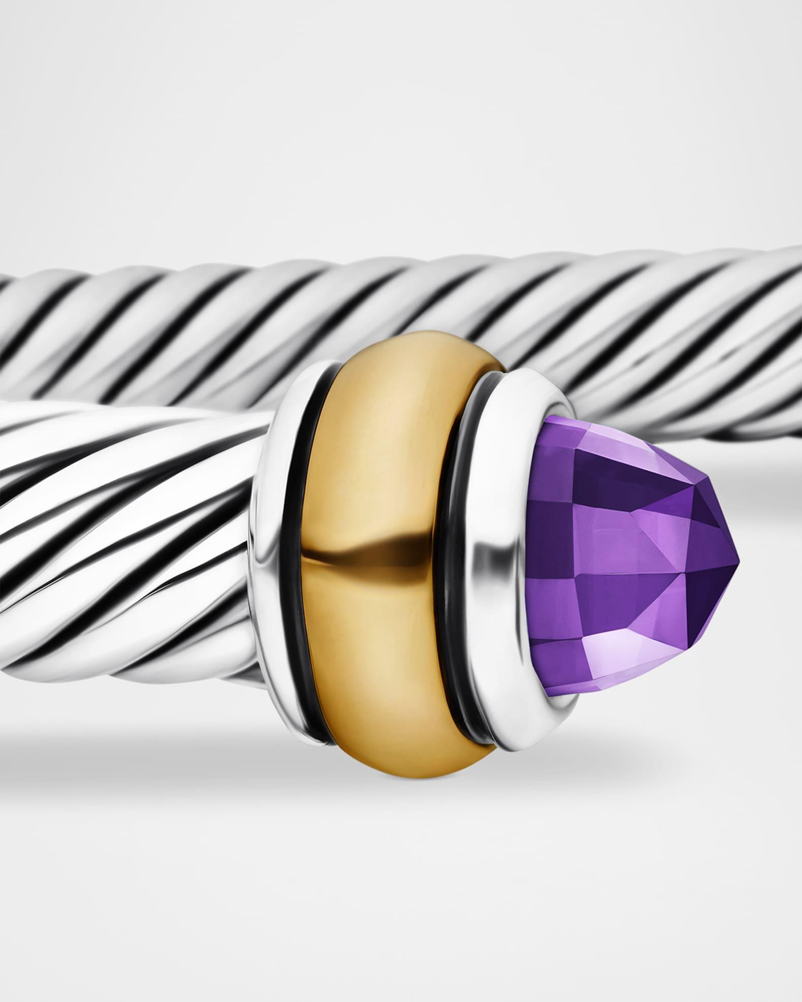 Cable Bracelet with Gemstone in Silver with 18K Gold, 4mm Product Image