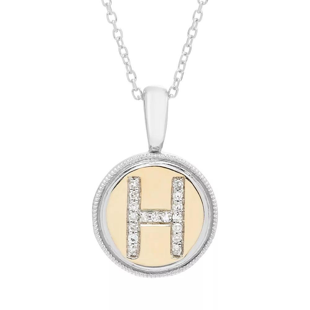 Its Personal 14k Gold Over Sterling Silver Diamond Accent Initial Pendant Necklace, Womens Two Tone H Product Image