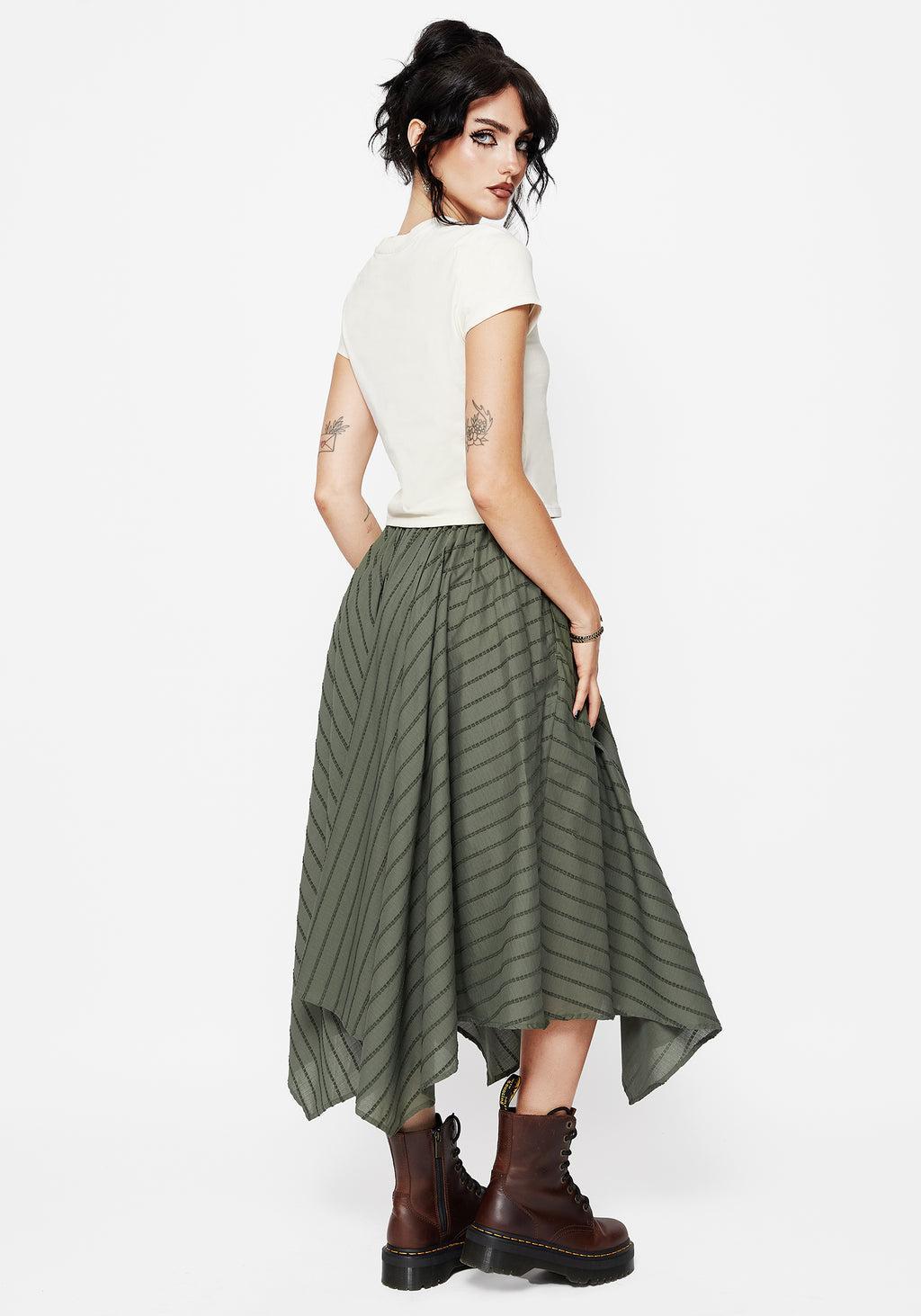 Blythe Cotton Handkerchief Hem Midaxi Skirt - Green Product Image
