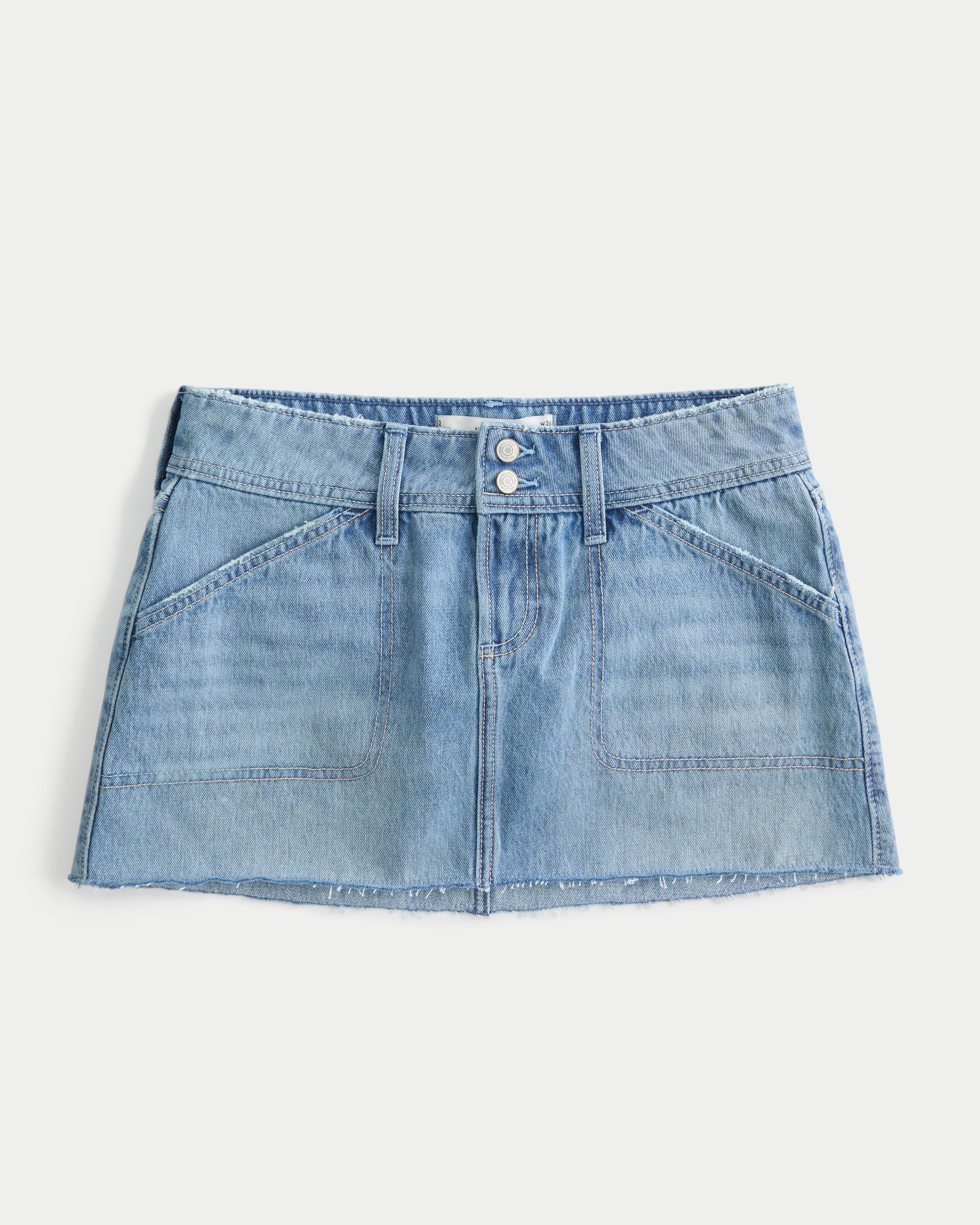 Low-Rise Y2K Chop Pocket Denim Mini Skort Product Image