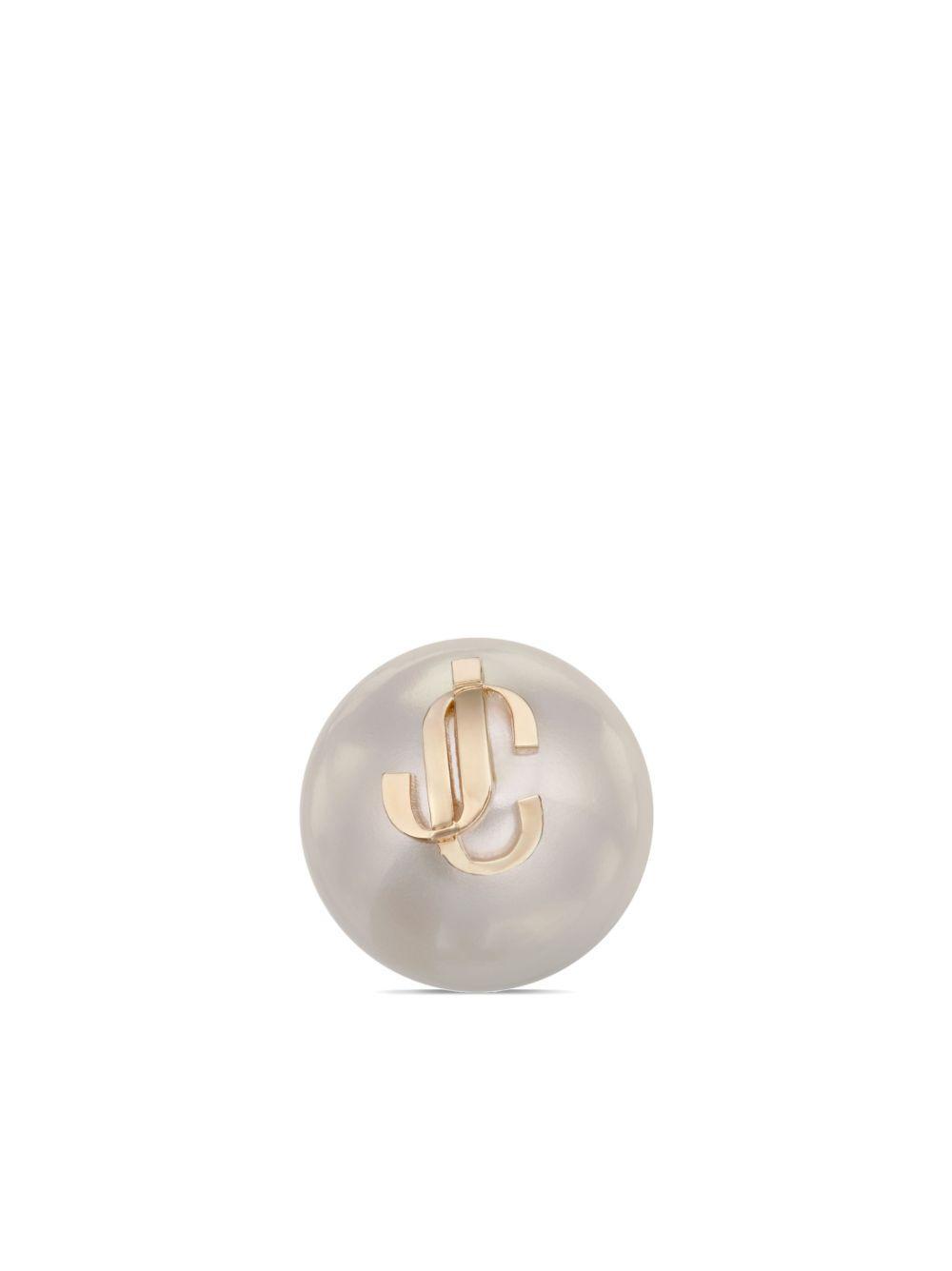 JIMMY CHOO Gold-finish Metal Jc Pearl Stud Earrings Accessories In White Product Image