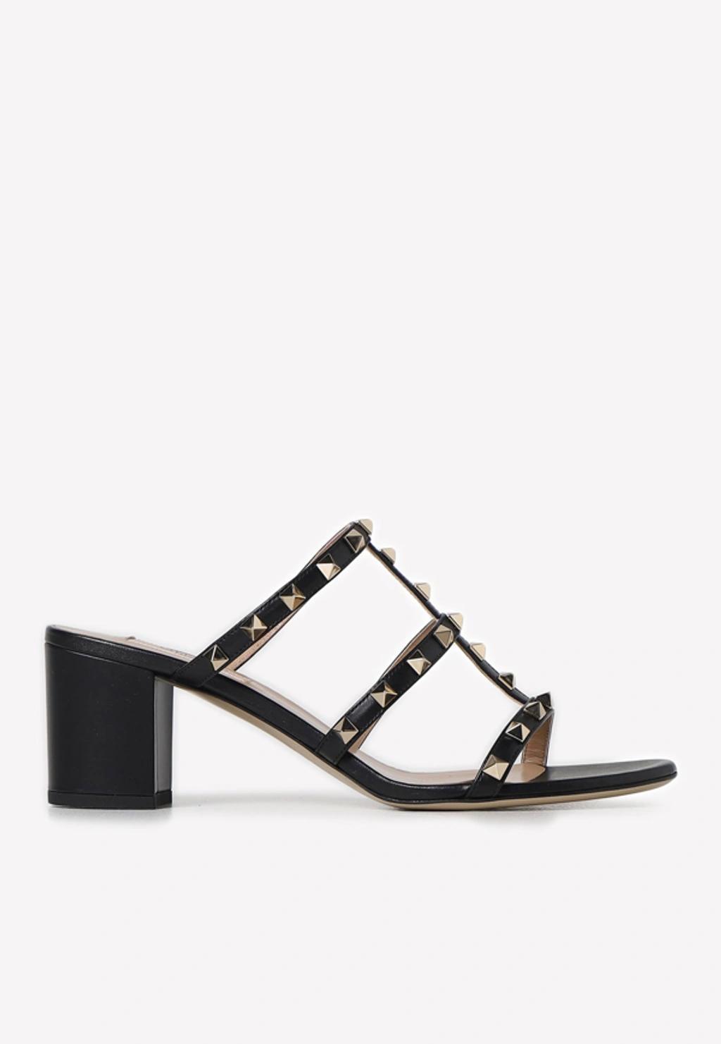 ROCKSTUD CALFSKIN LEATHER SLIDE SANDAL 60 MM Product Image