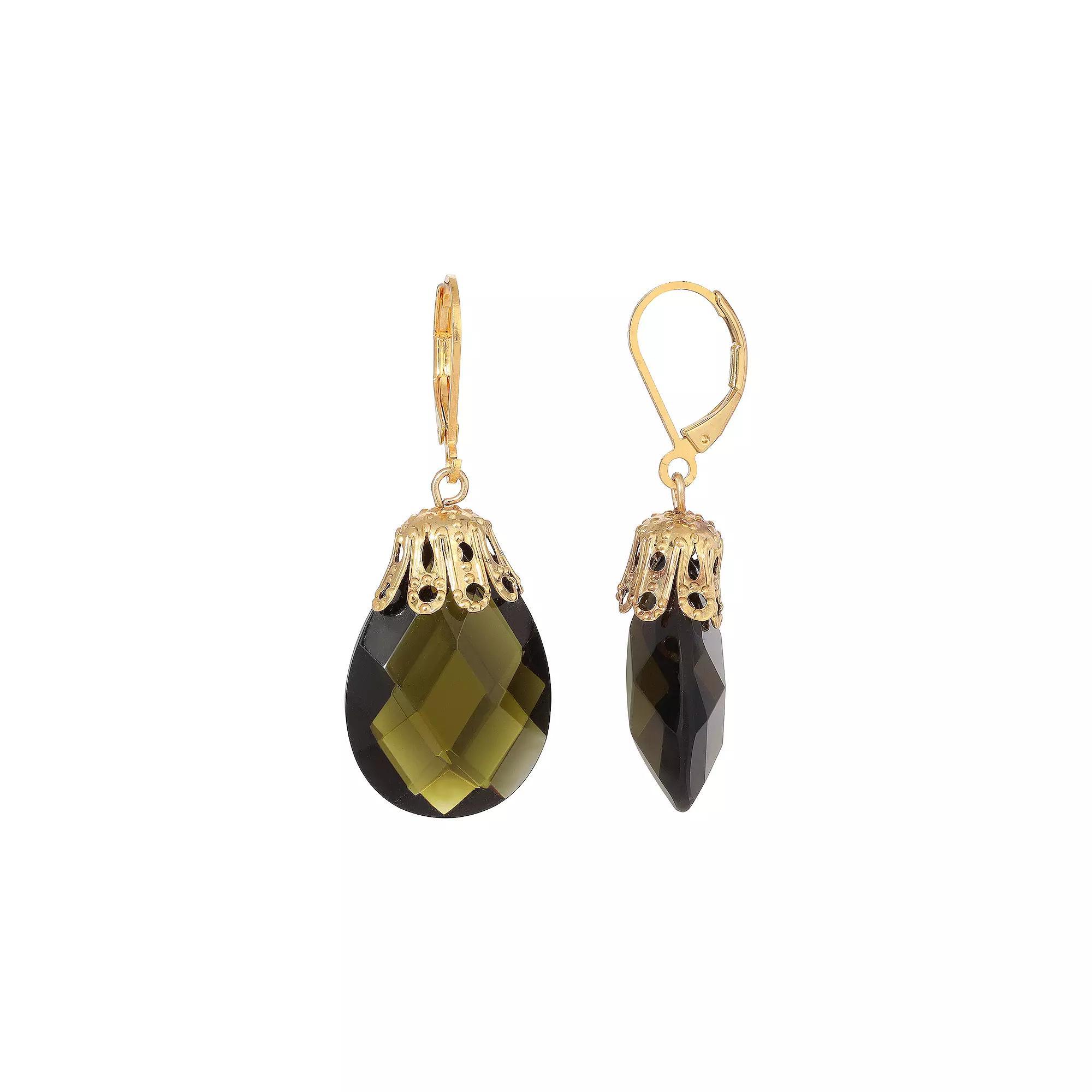 1928 Gold Tone Briolette Drop Earrings, Womens, Pink Product Image