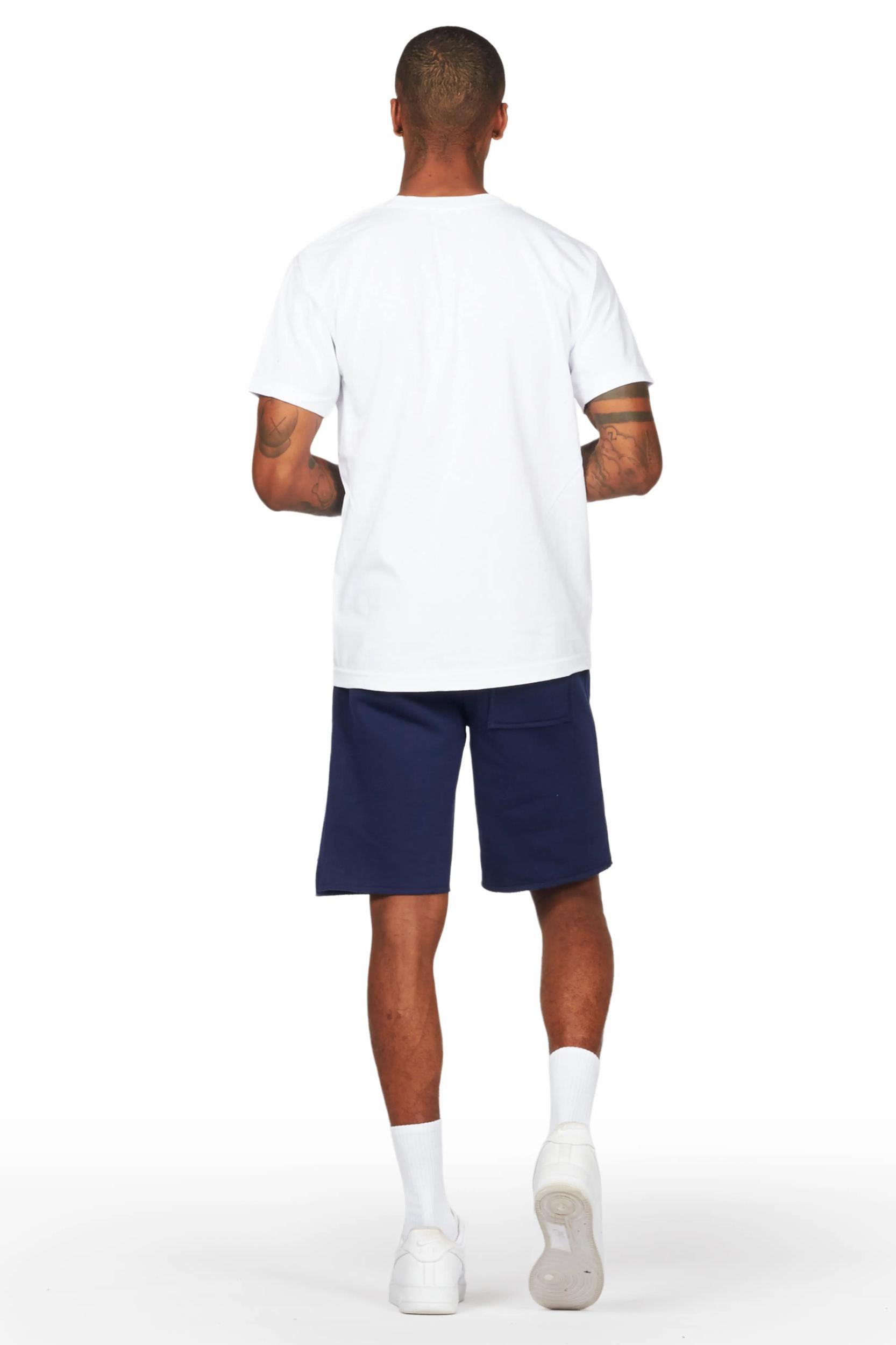 Jain White/Navy T-Shirt/Short Set Male Product Image