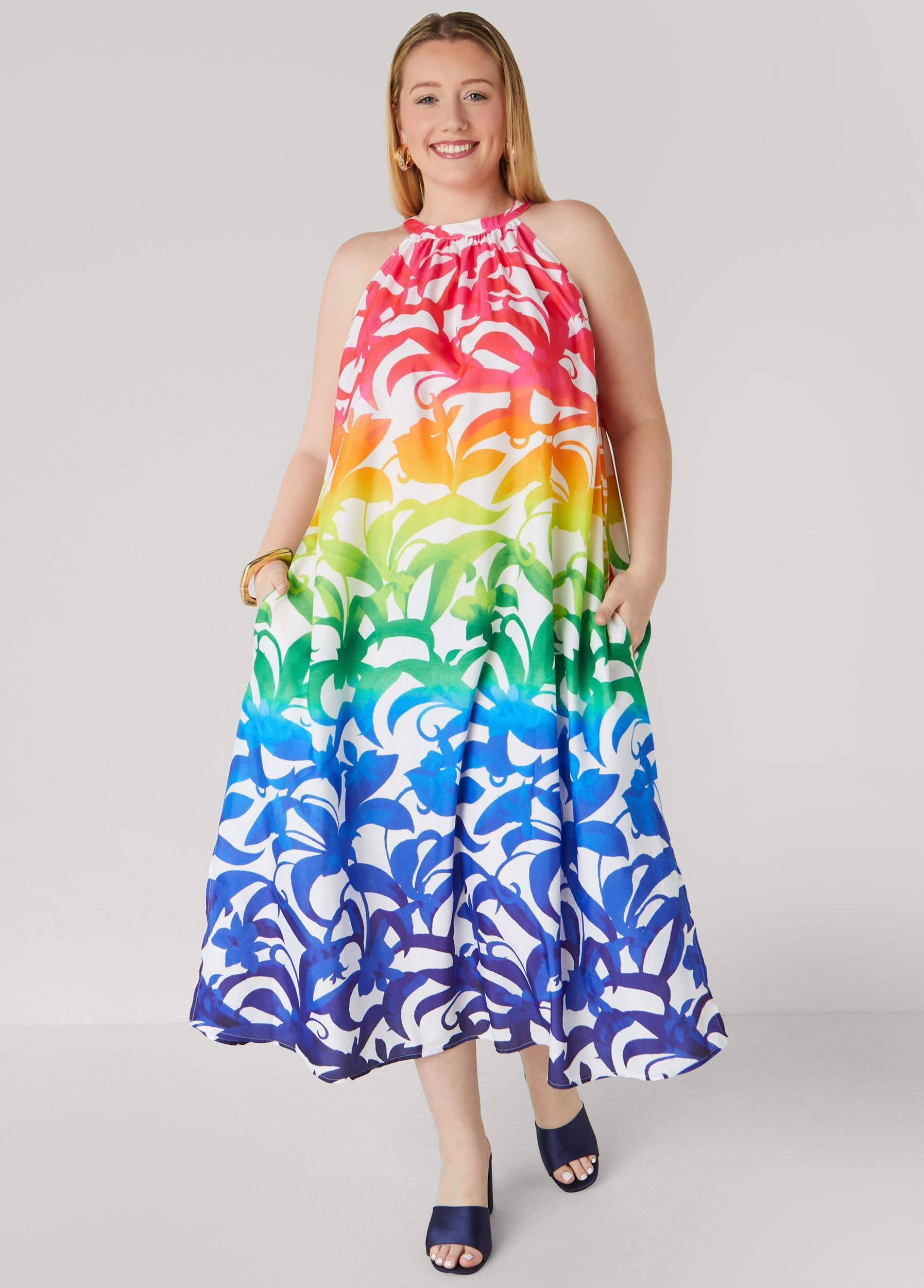 Ombre Floral Print Maxi Dress Product Image
