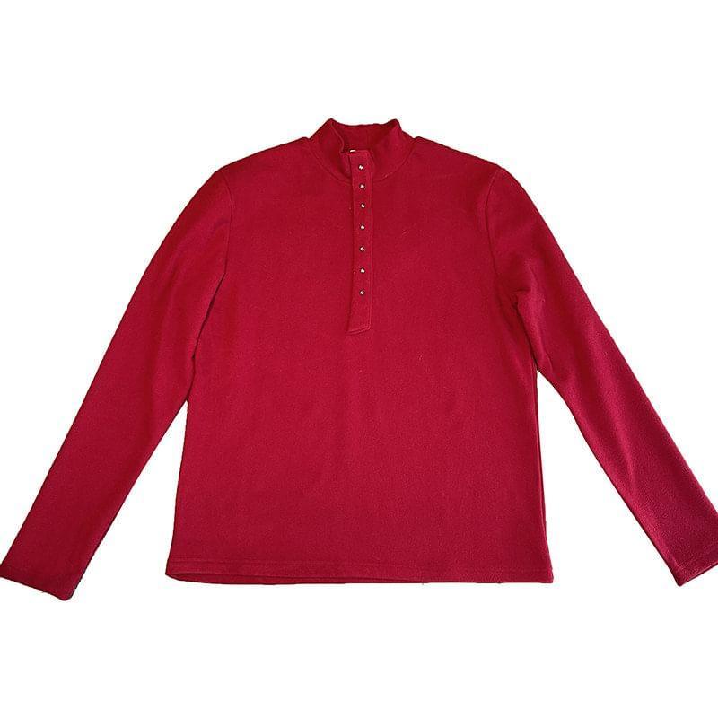 Long Sleeve Button Placket Slim Fit T-Shirt Product Image