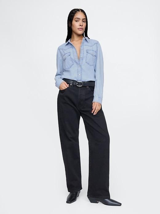 UltraSoft Denim Western Shirt Product Image