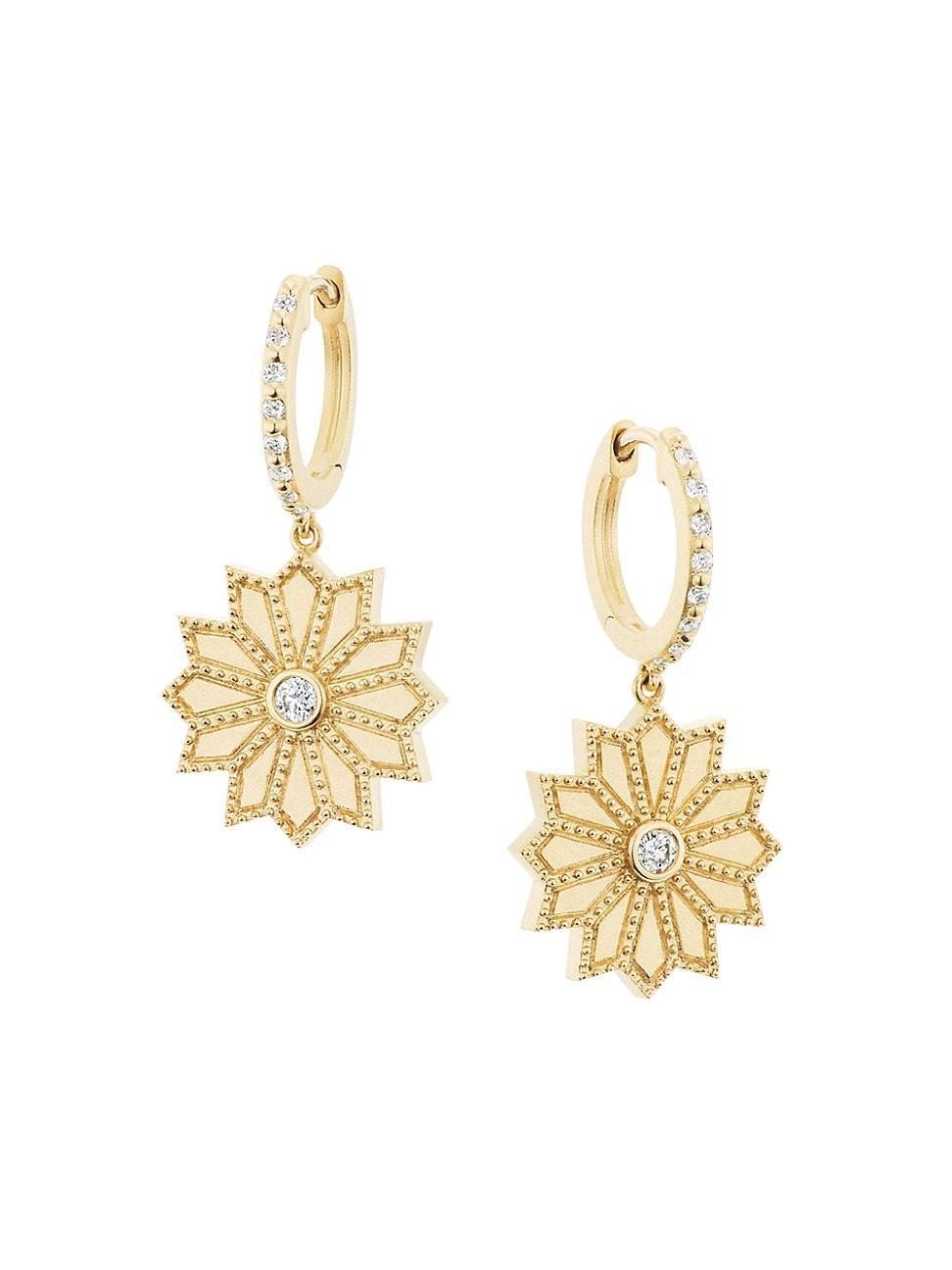 Womens Sacred Flower 18K Yellow Gold & 0.23 TCW Diamond Drop Earrings Product Image