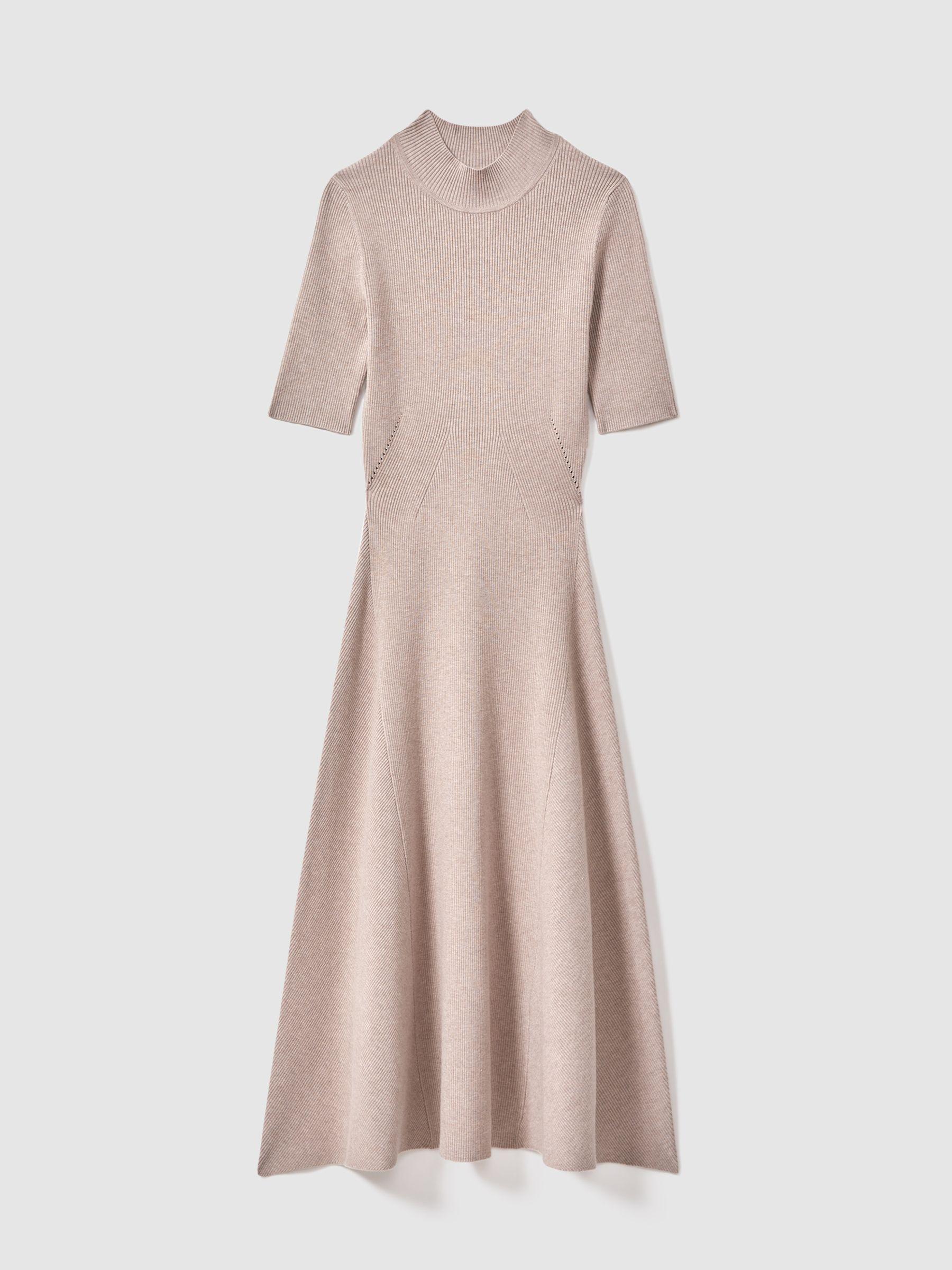 Ribbed Bodycon Midi Dress in Neutral Product Image