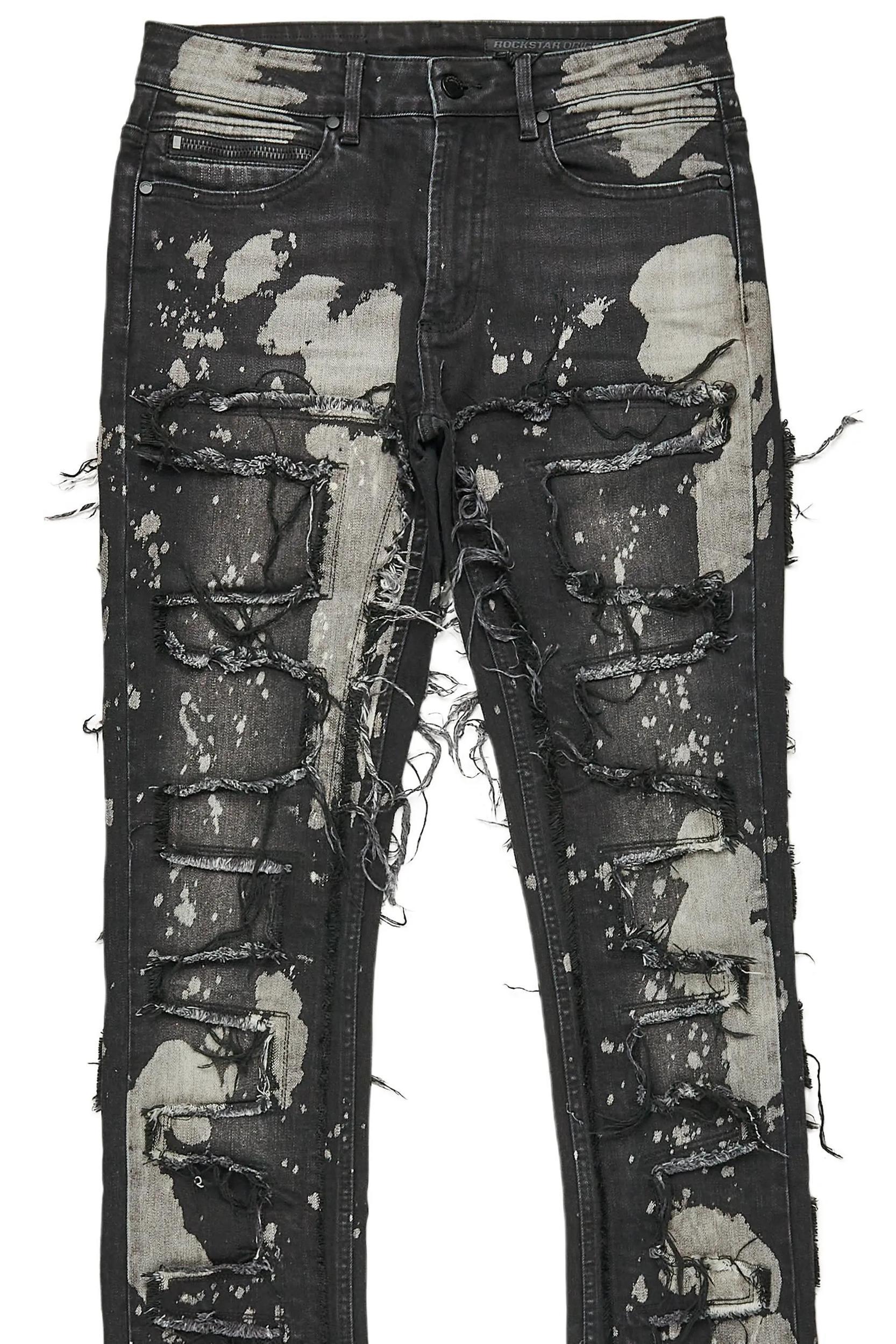 Laban Black Bleach Stacked Flare Jean Male Product Image