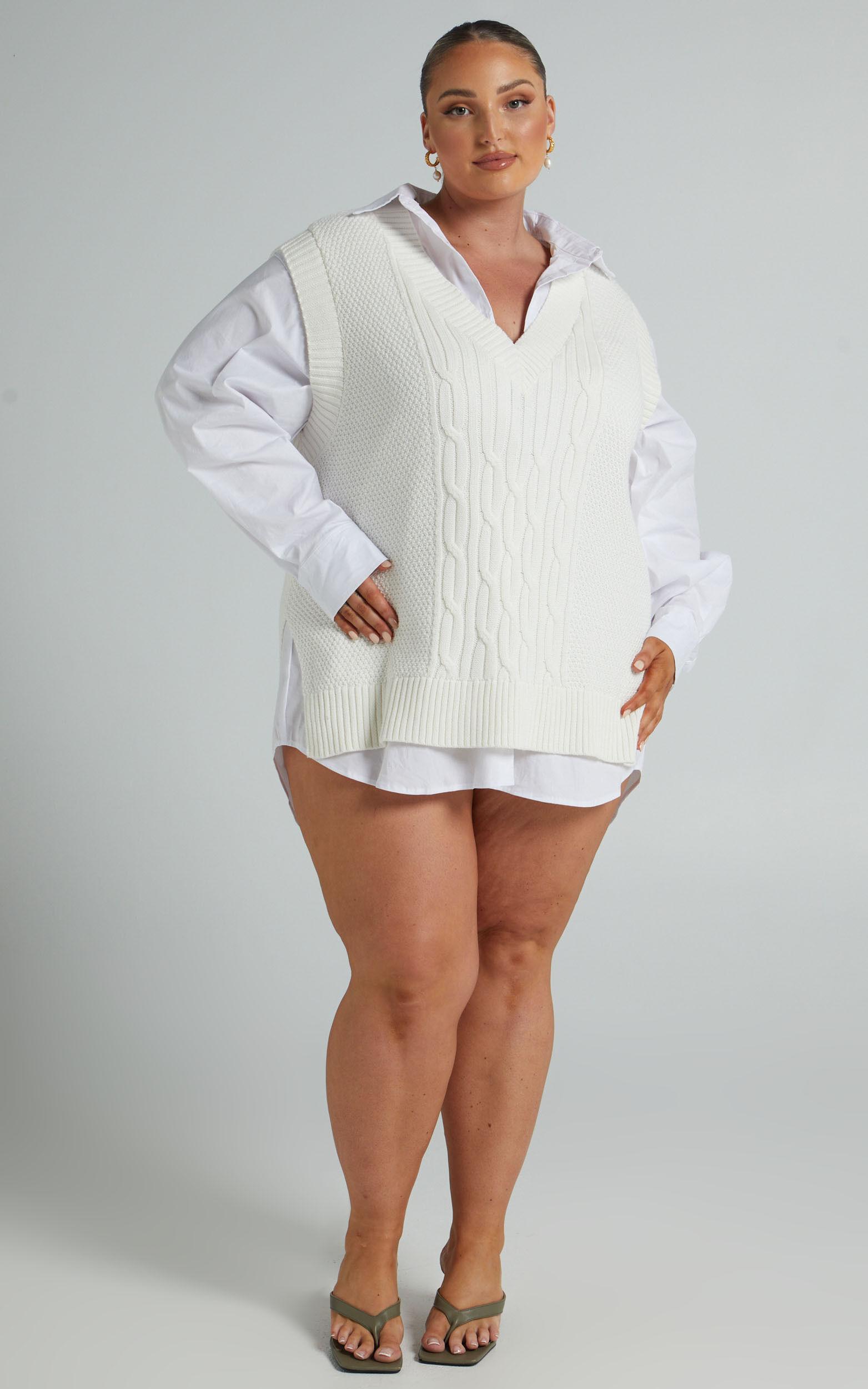 Cadha Vest - Knit Sweater Vest in Cream Product Image