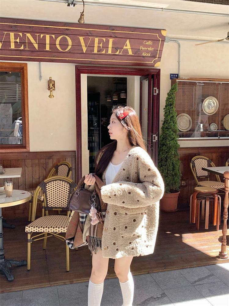 Dotted Faux Shearling Jacket Product Image