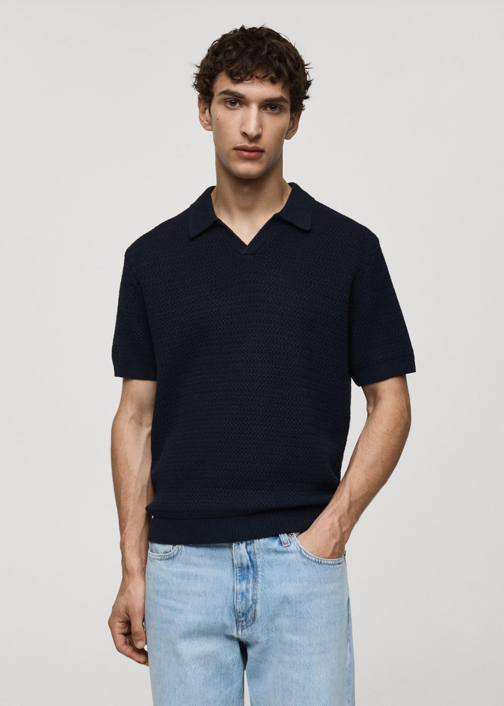 Braided knit polo shirt - Men | MANGO USA Product Image