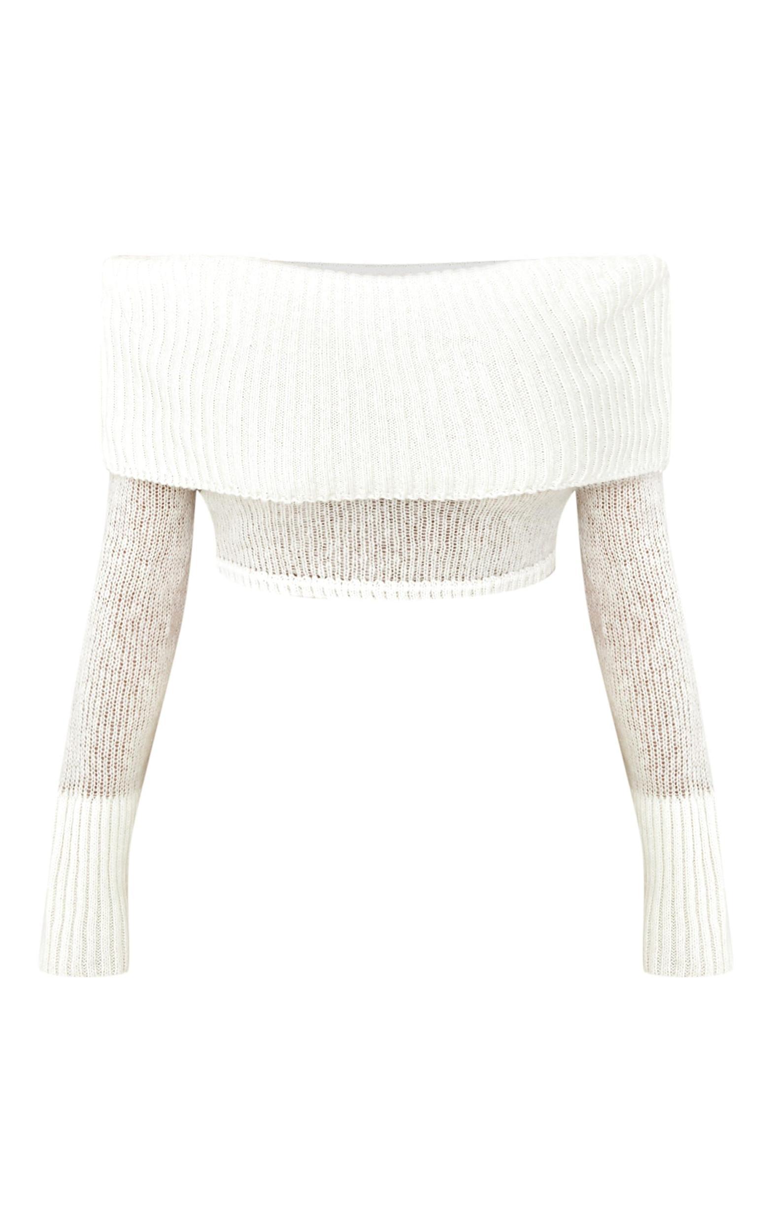 Shape Cream Fold Over Knitted Top Product Image