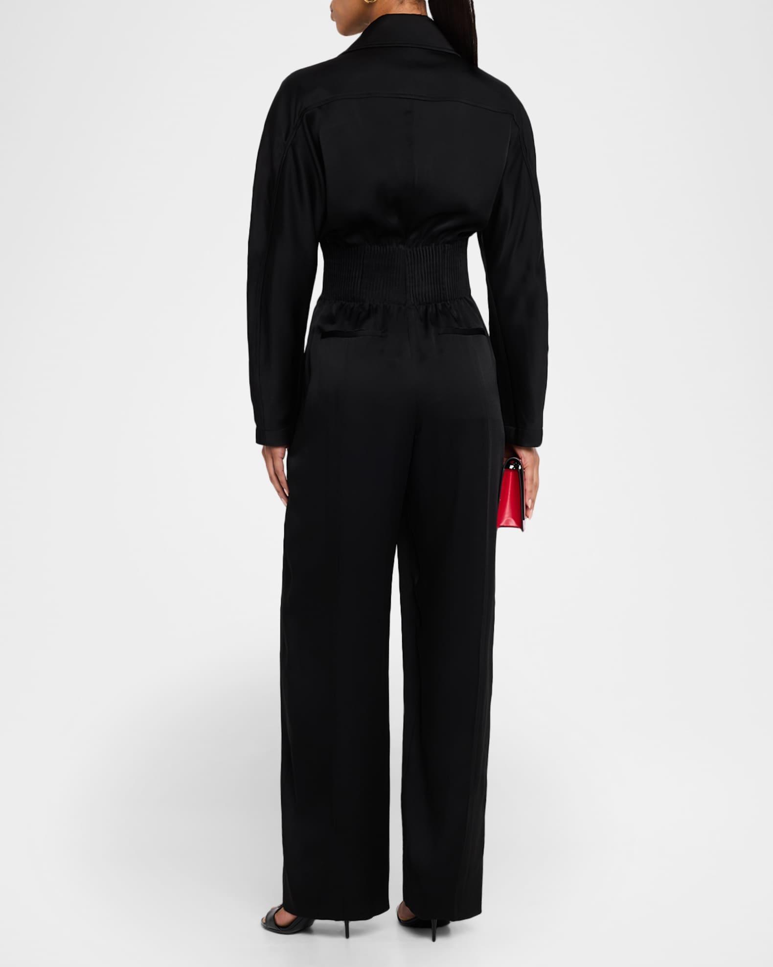 Fluid Satin Cinched Straight-Leg Jumpsuit Product Image