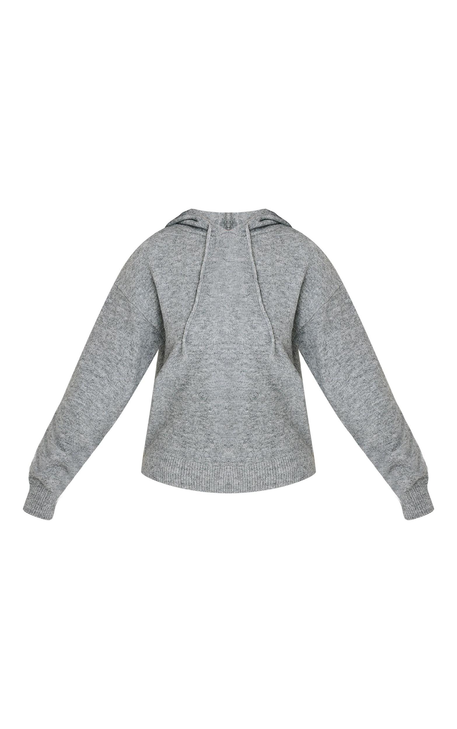 Petite Grey Knitted Hoodie Product Image