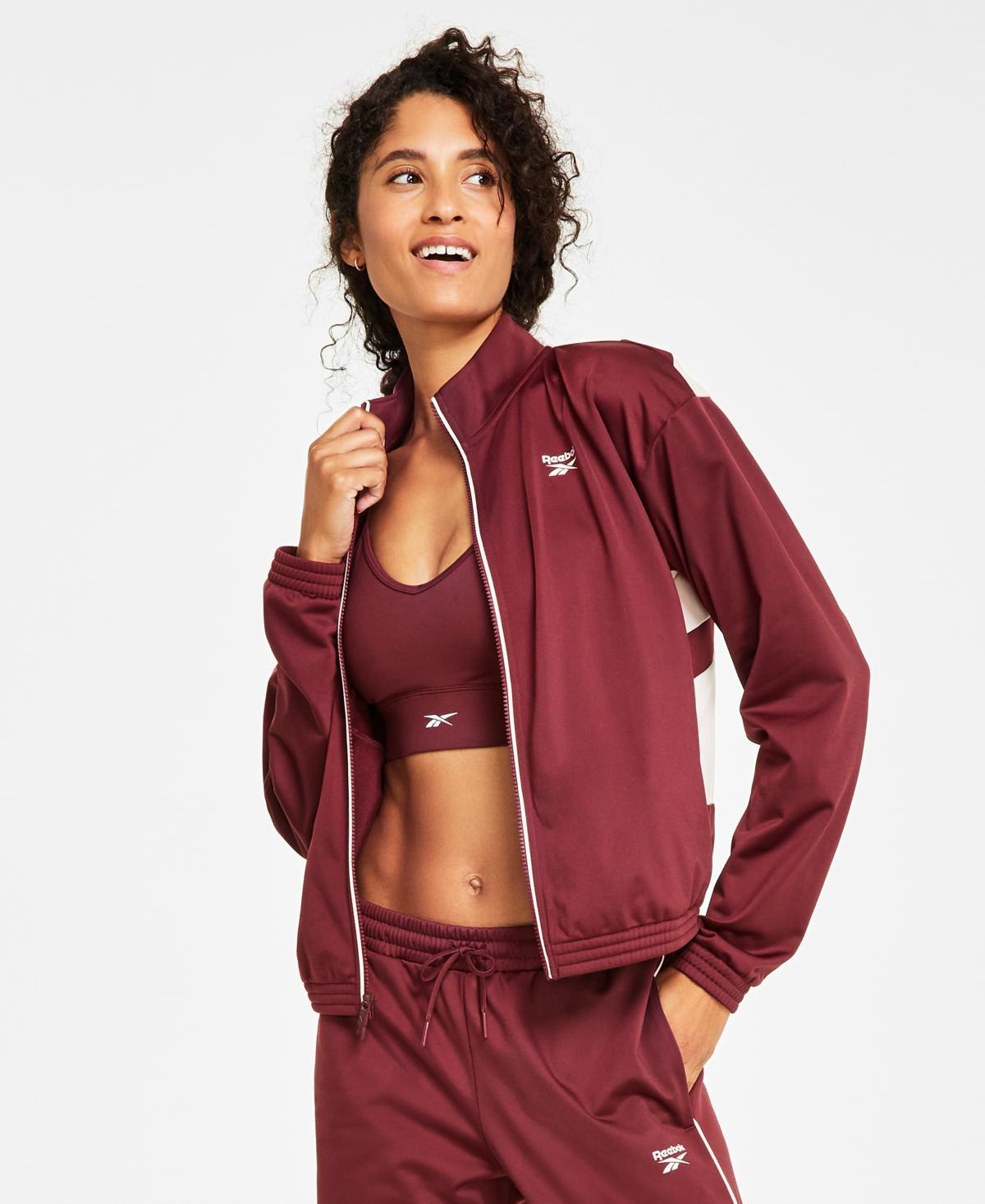 Reebok Womens Logo Tricot Long-Sleeve Track Jacket, A Macys Exclusive Product Image