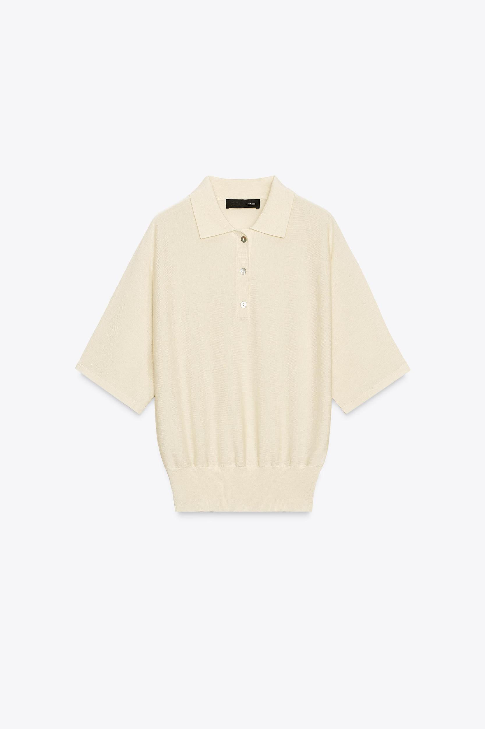 SHORT SLEEVE KNIT POLO TOP Product Image