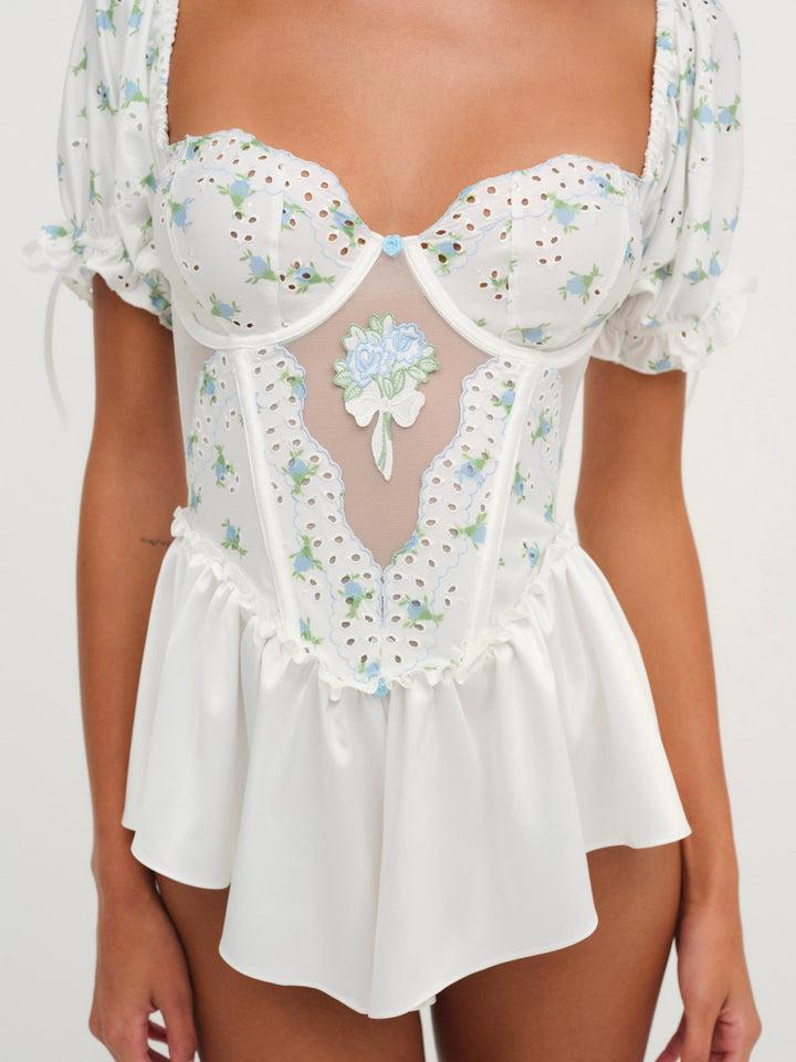 Budding Blossom Sleep Romper — Blue Product Image