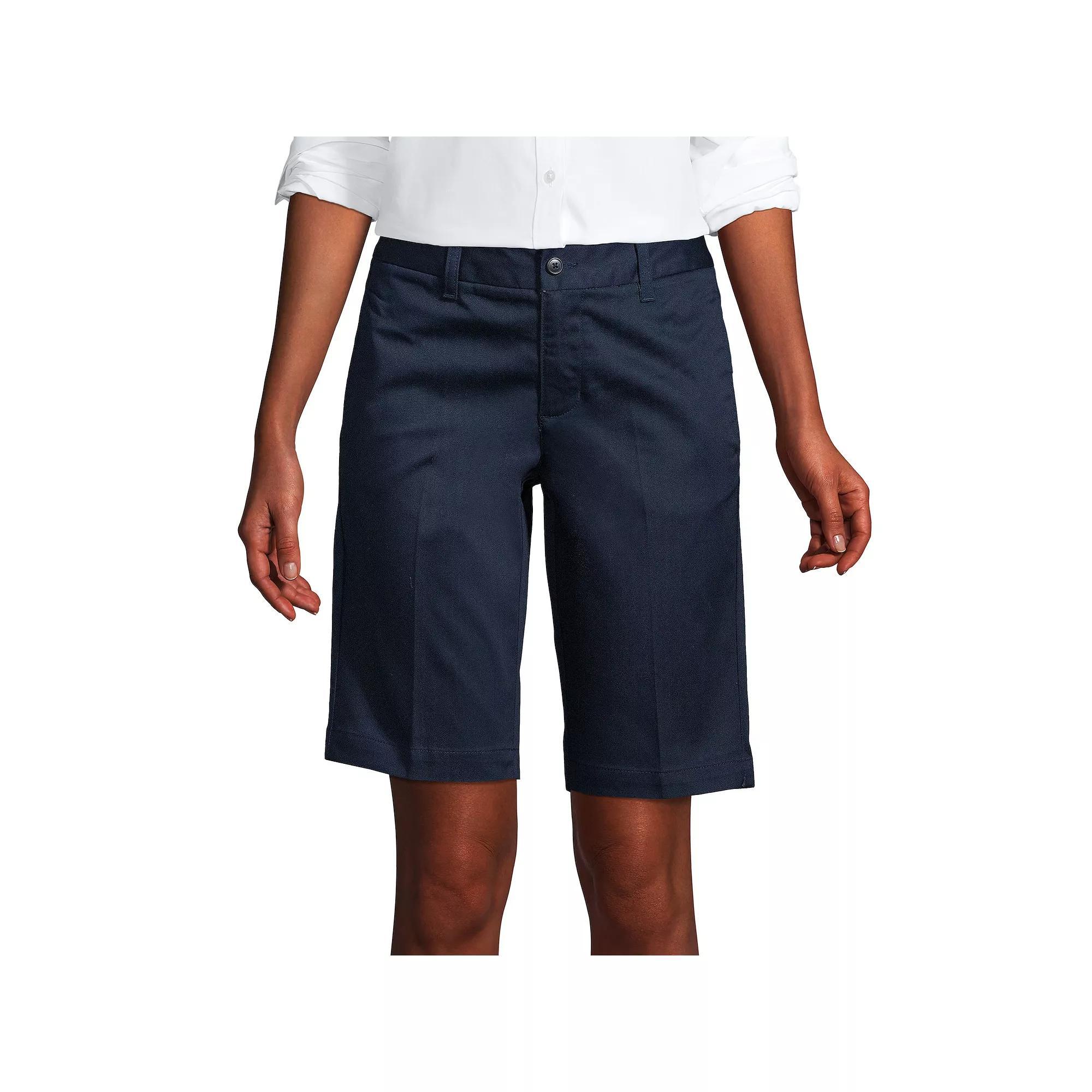 Women's Lands' End Front Blend Chino Shorts, Size: 8, Black Product Image