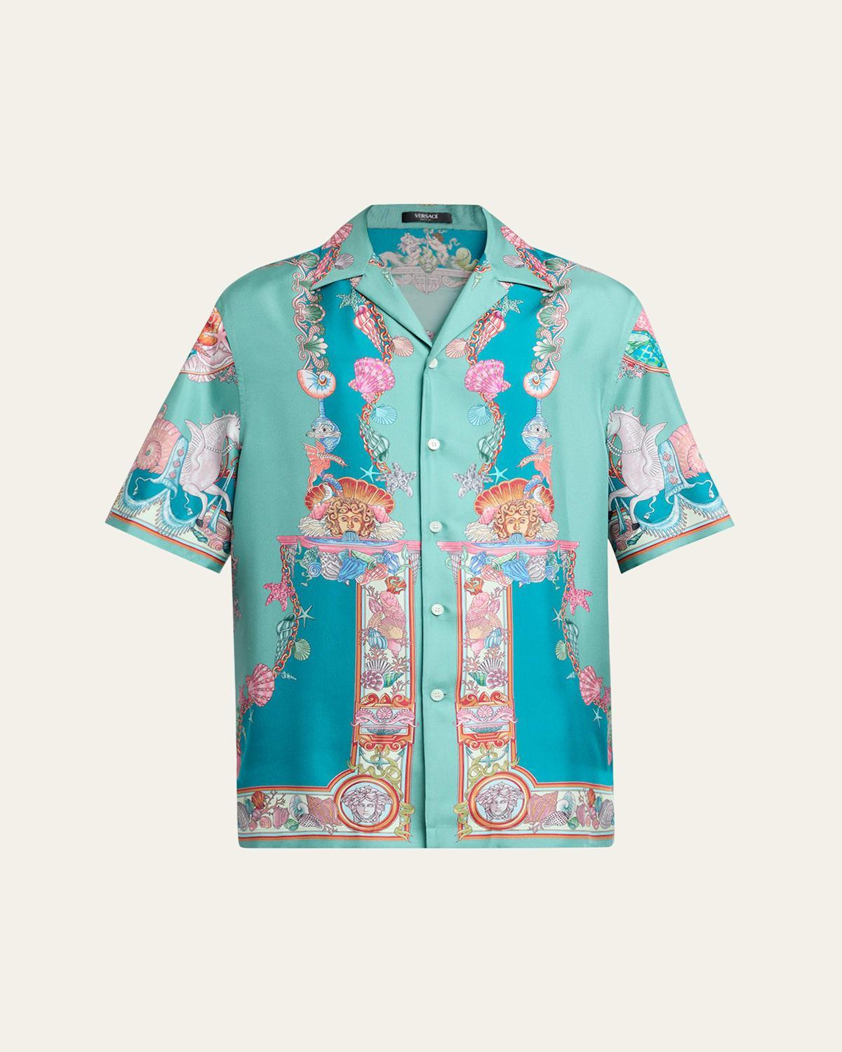 Men's Coral Theater Silk Twill Camp Shirt Product Image
