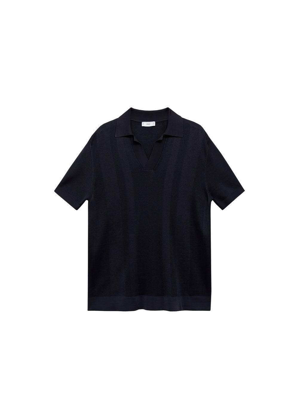 Ribbed knit polo shirt - Men | MANGO USA Product Image