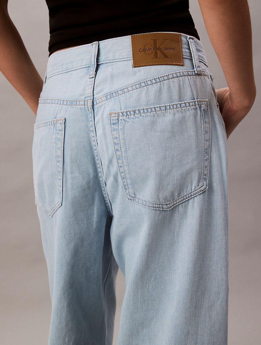 Calvin Klein Womens Linen Blend Wide Leg Jeans - Blue Product Image