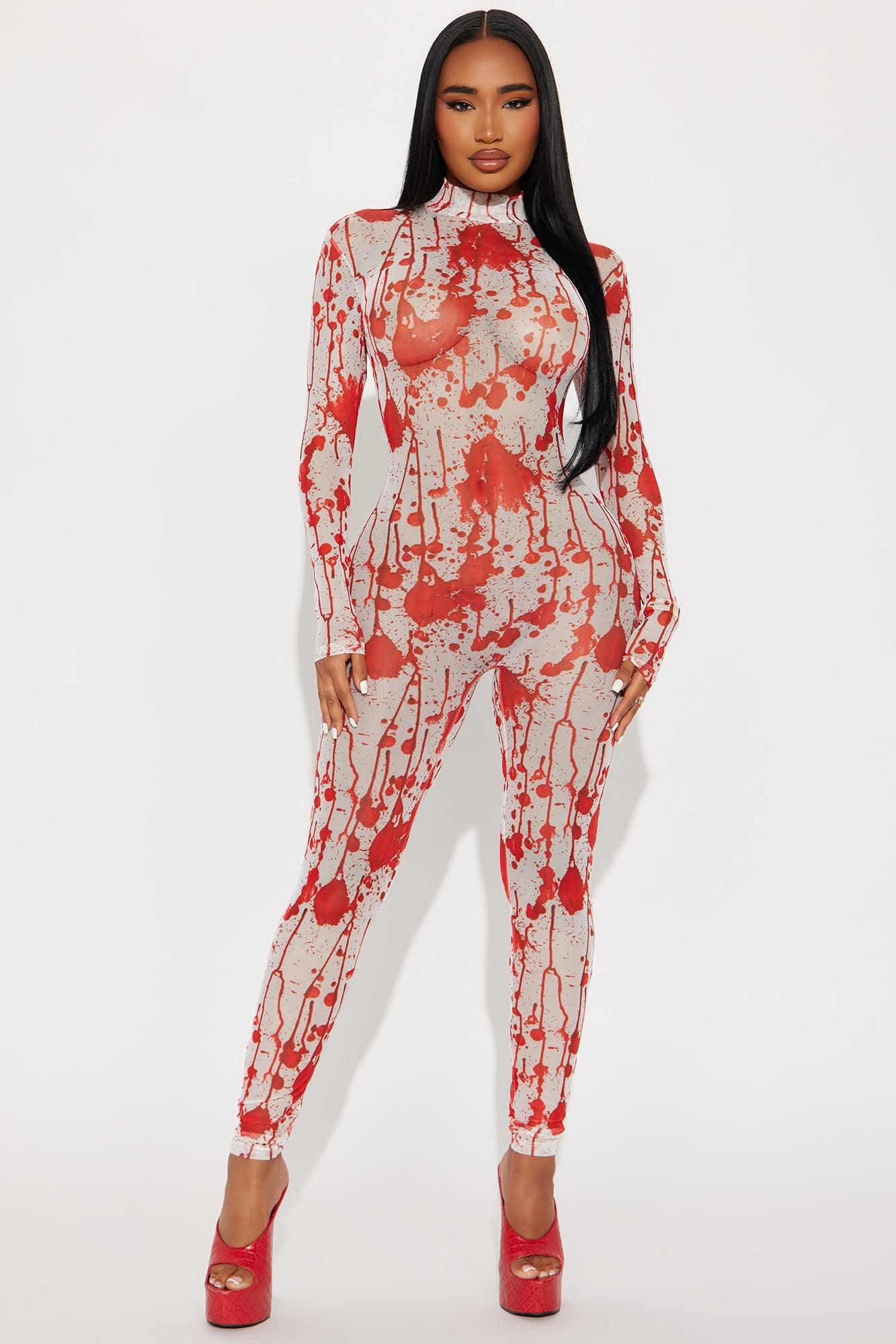 Bloody Babe Jumpsuit Costume - Red/combo Product Image
