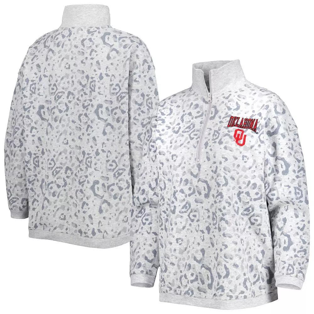 Women's Gameday Couture Heather Gray Oklahoma Sooners Leopard Quarter-Zip Sweatshirt, Size: Small, Grey Product Image