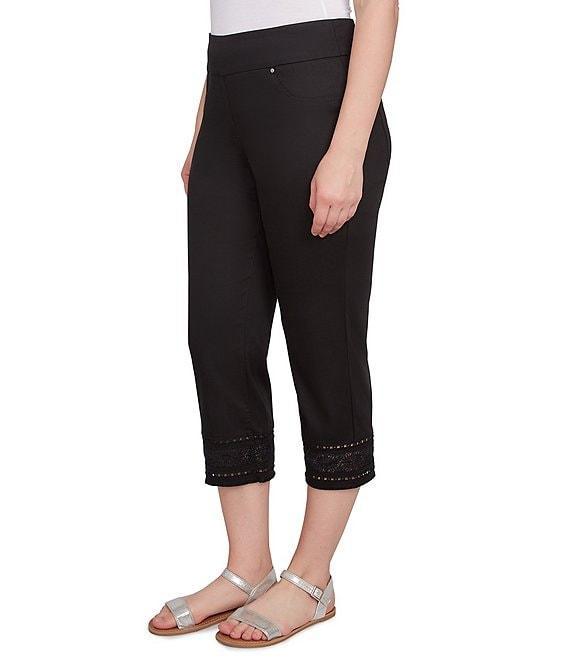 Ruby Rd. Tencel ™ Embroidered Lotus Lace Hem Pull-On Pants Product Image