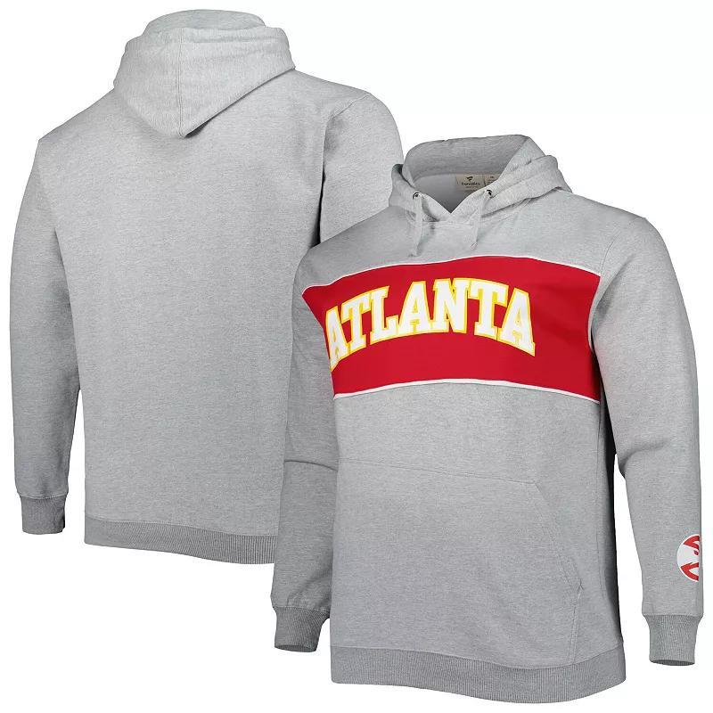 Men's Fanatics Branded Heather Gray Atlanta Hawks Big & Tall Wordmark Pullover Hoodie, Size: XLT, Grey Product Image