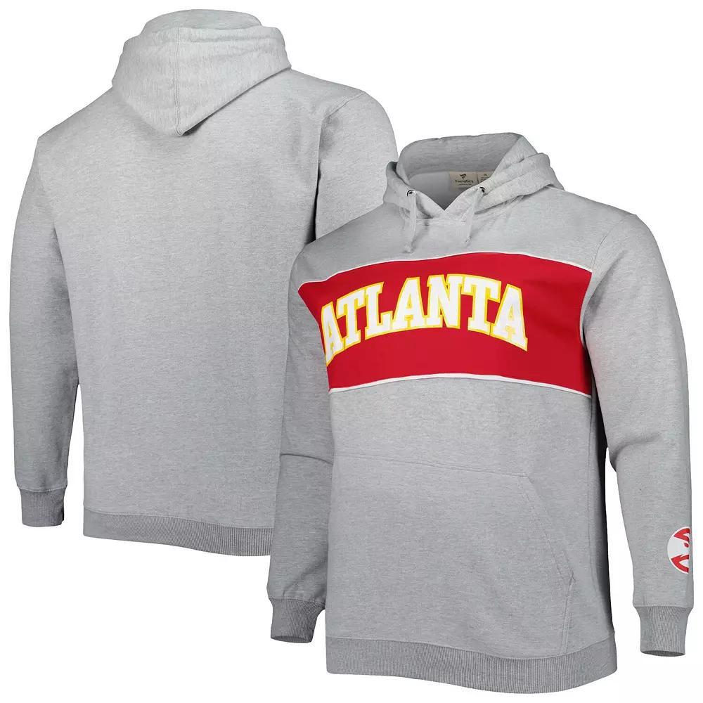 Men's Fanatics Branded Heather Gray Atlanta Hawks Big & Tall Wordmark Pullover Hoodie, Size: XLT, Grey Product Image
