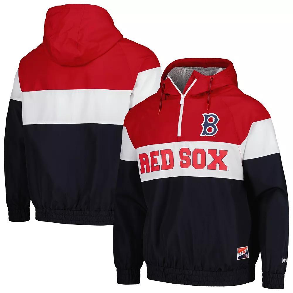 Men's New Era Navy Boston Red Sox Ripstop Raglan Quarter-Zip Hoodie Windbreaker Jacket, Size: Large, Blue Product Image