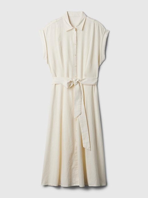 Linen-Blend Midi Shirtdress Product Image