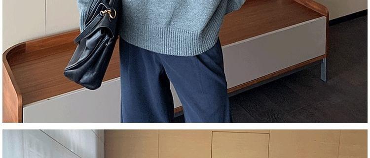 Plain Half-Buttoned Knit Hoodie Product Image