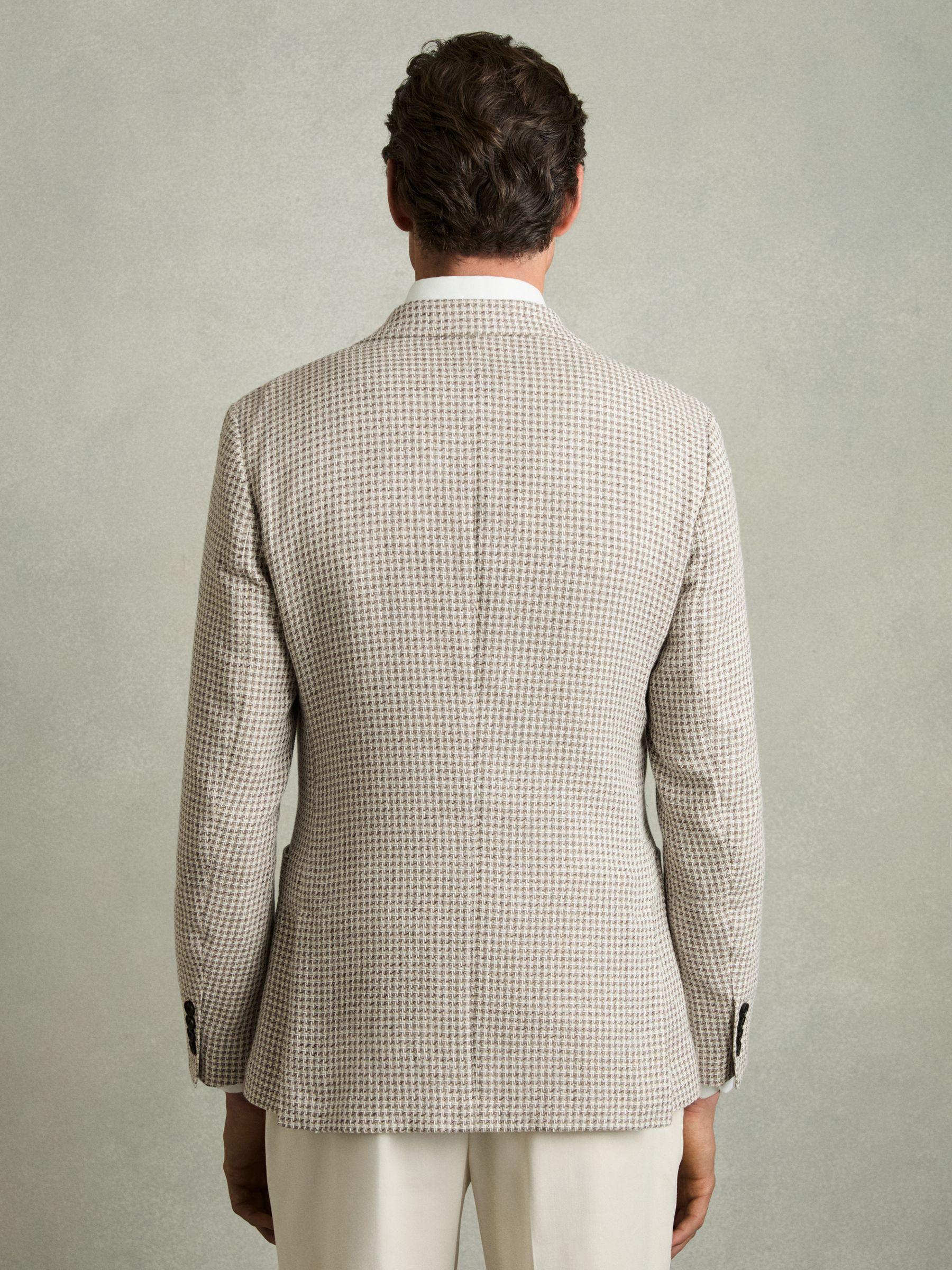 Slim-Fit Pinstripe Suit Trousers in Oatmeal/White Product Image