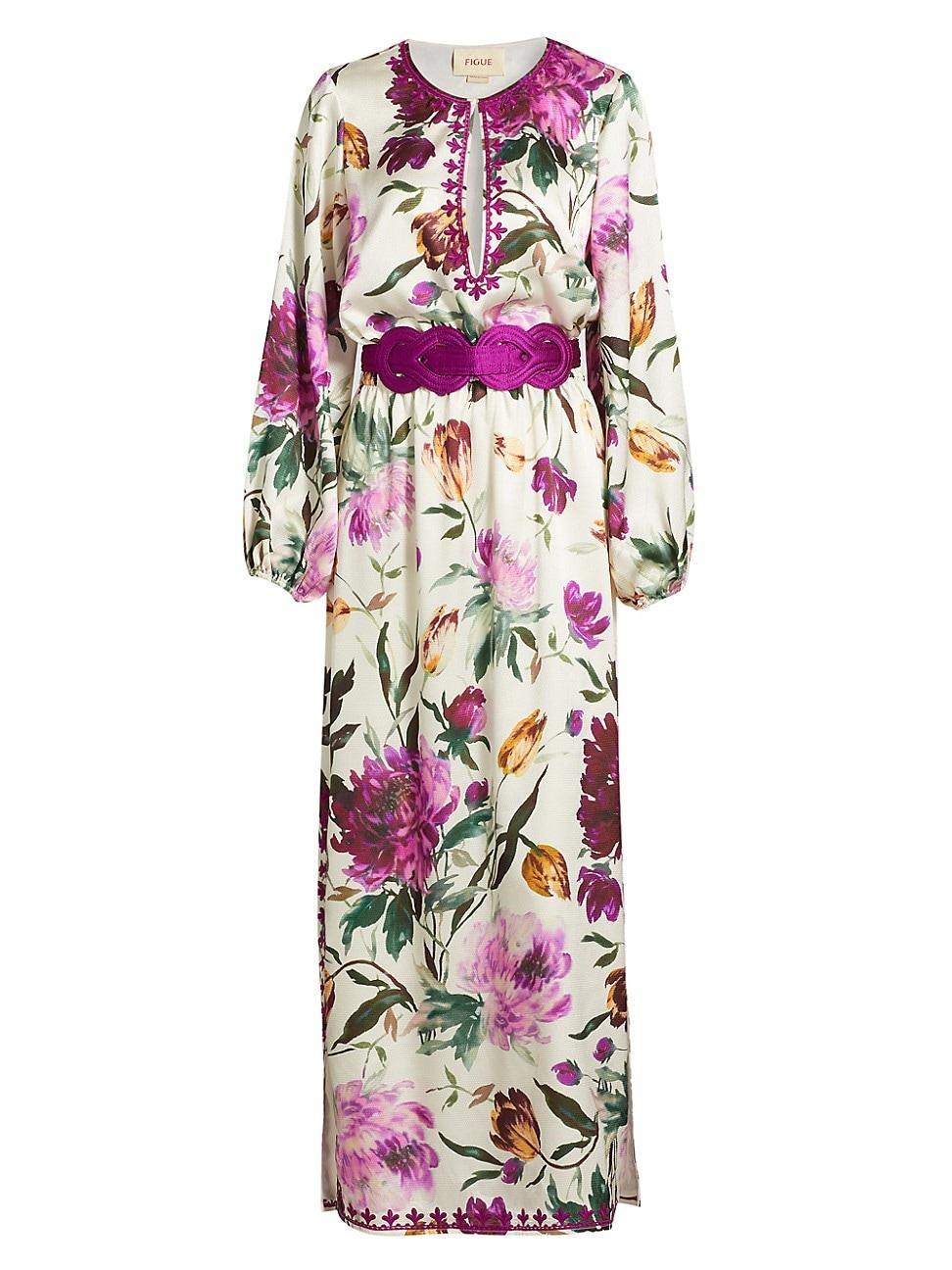 Womens Emani Floral Belted Maxi Dress Product Image