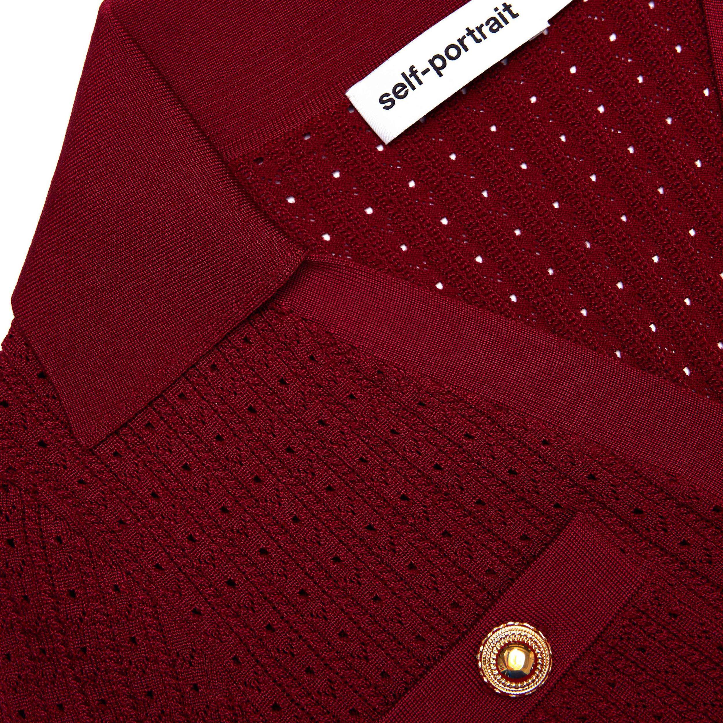 Burgundy Pointelle Knit Mini Dress Product Image