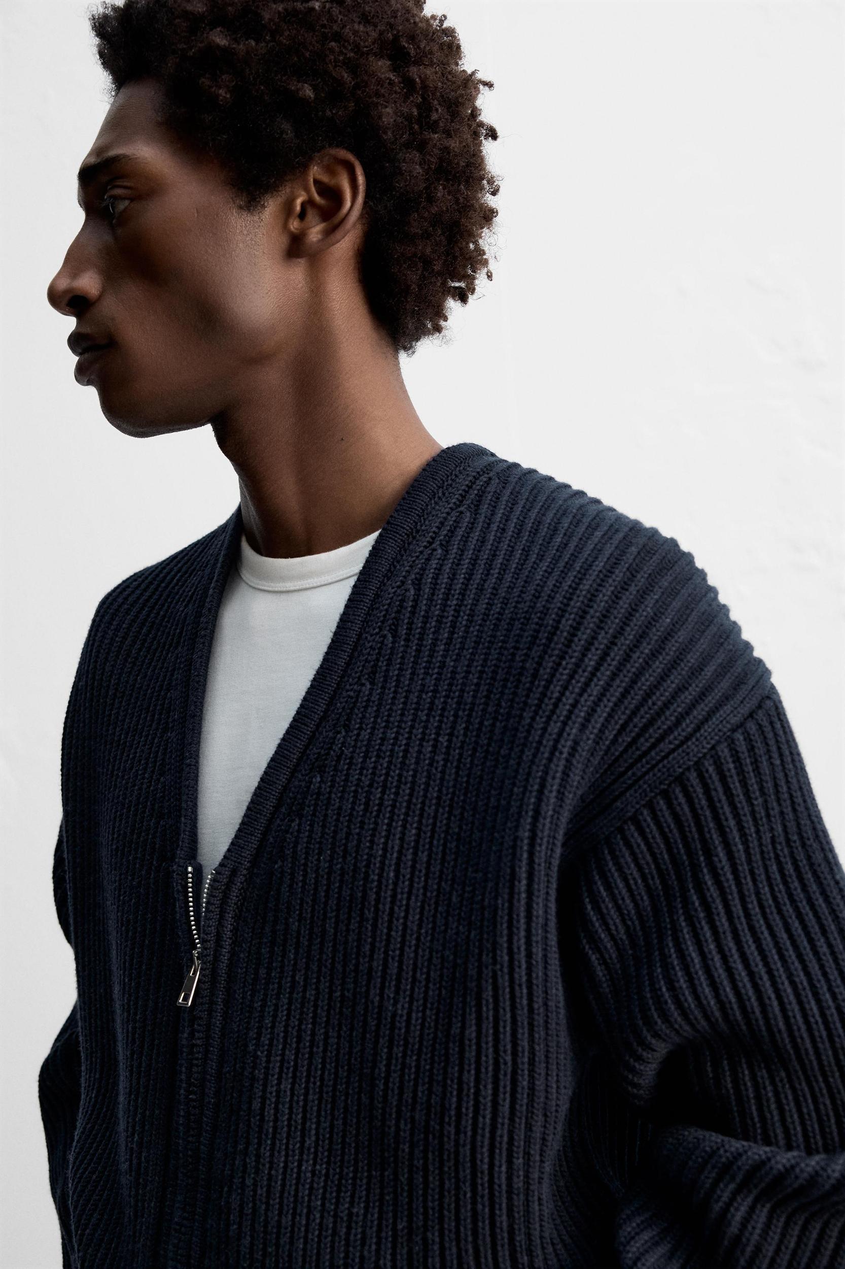 TEXTURED ZIP CARDIGAN Product Image