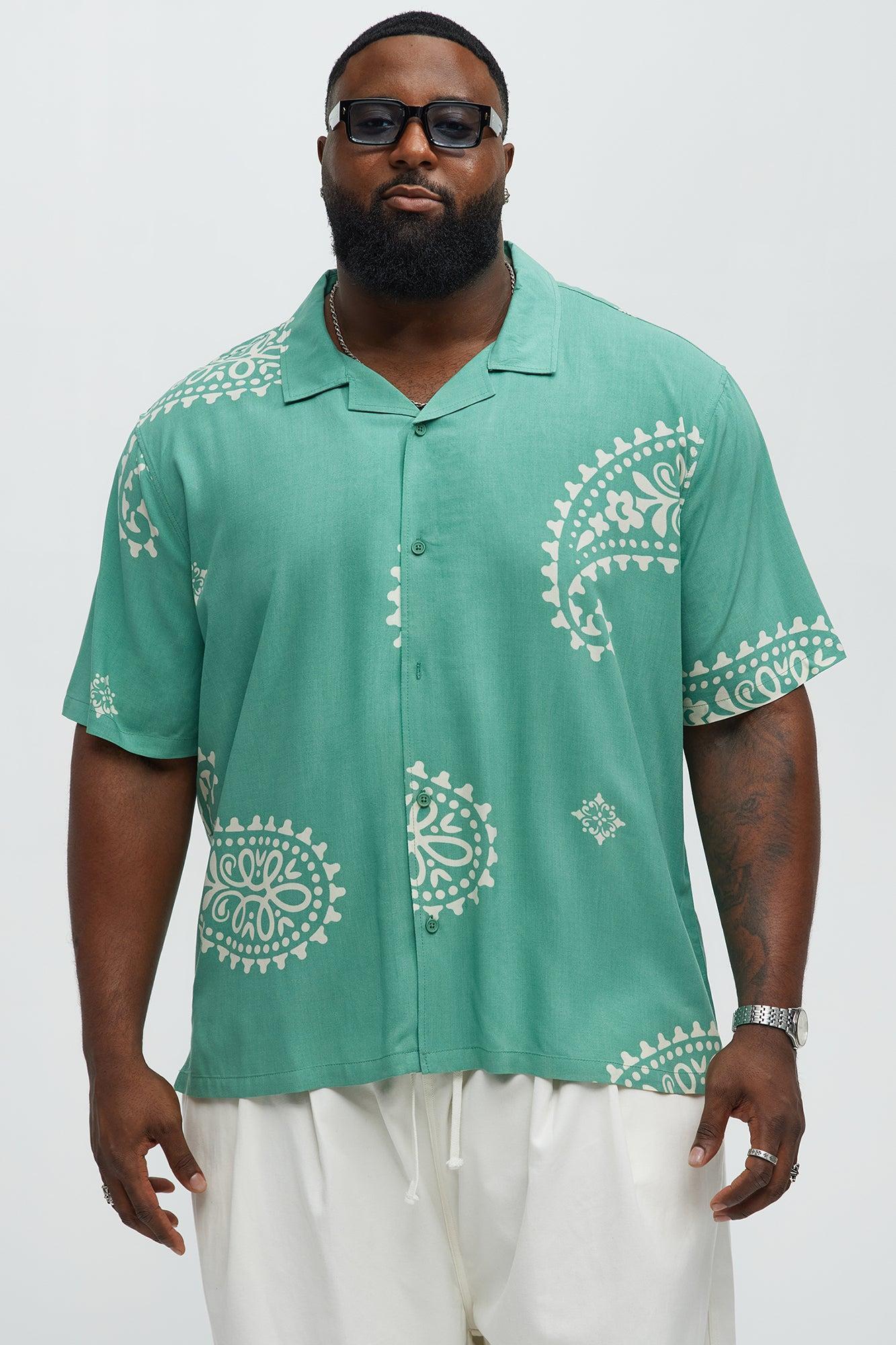 Paisley Rayon Shirt - Sage Product Image