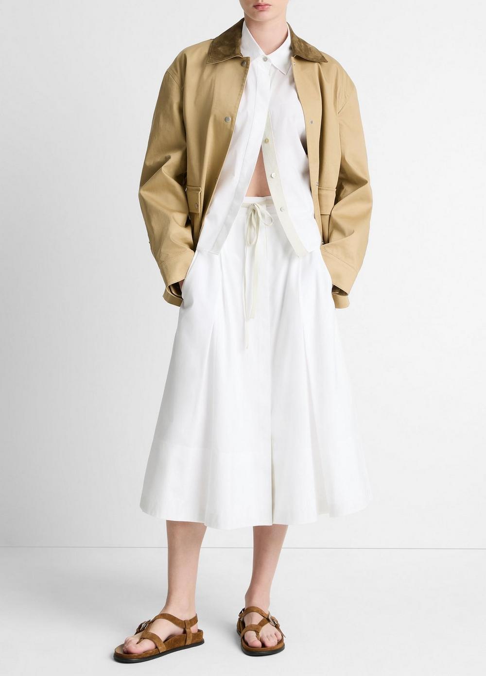 Womens Suede-Collar Cotton Utility Jacket, Beachwood, Size S Vince Product Image