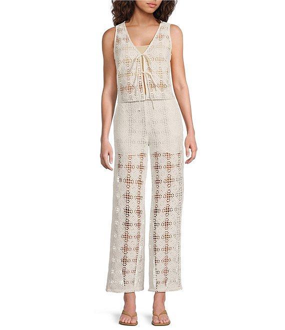 Lucy Paris Crochet Harper Flat Front Wide Leg Coordinating Pants Product Image