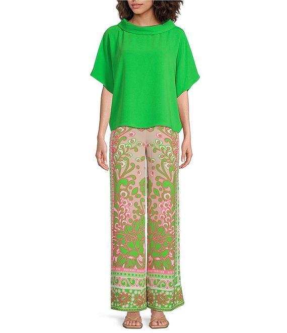 Trina Turk Honeysuckle Folded Boat Neck Short Dolman Sleeve Top Product Image