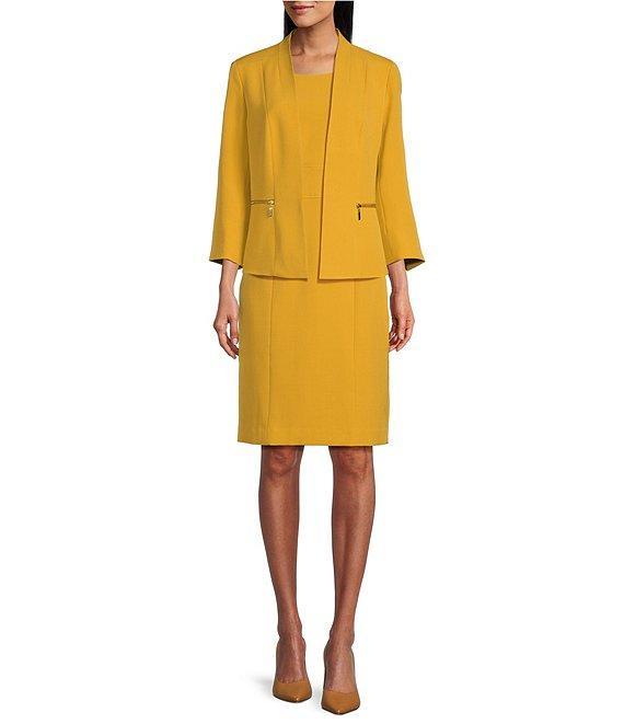 Kasper Stretch Crepe Crew Neckline Sleeveless Sheath Dress Product Image
