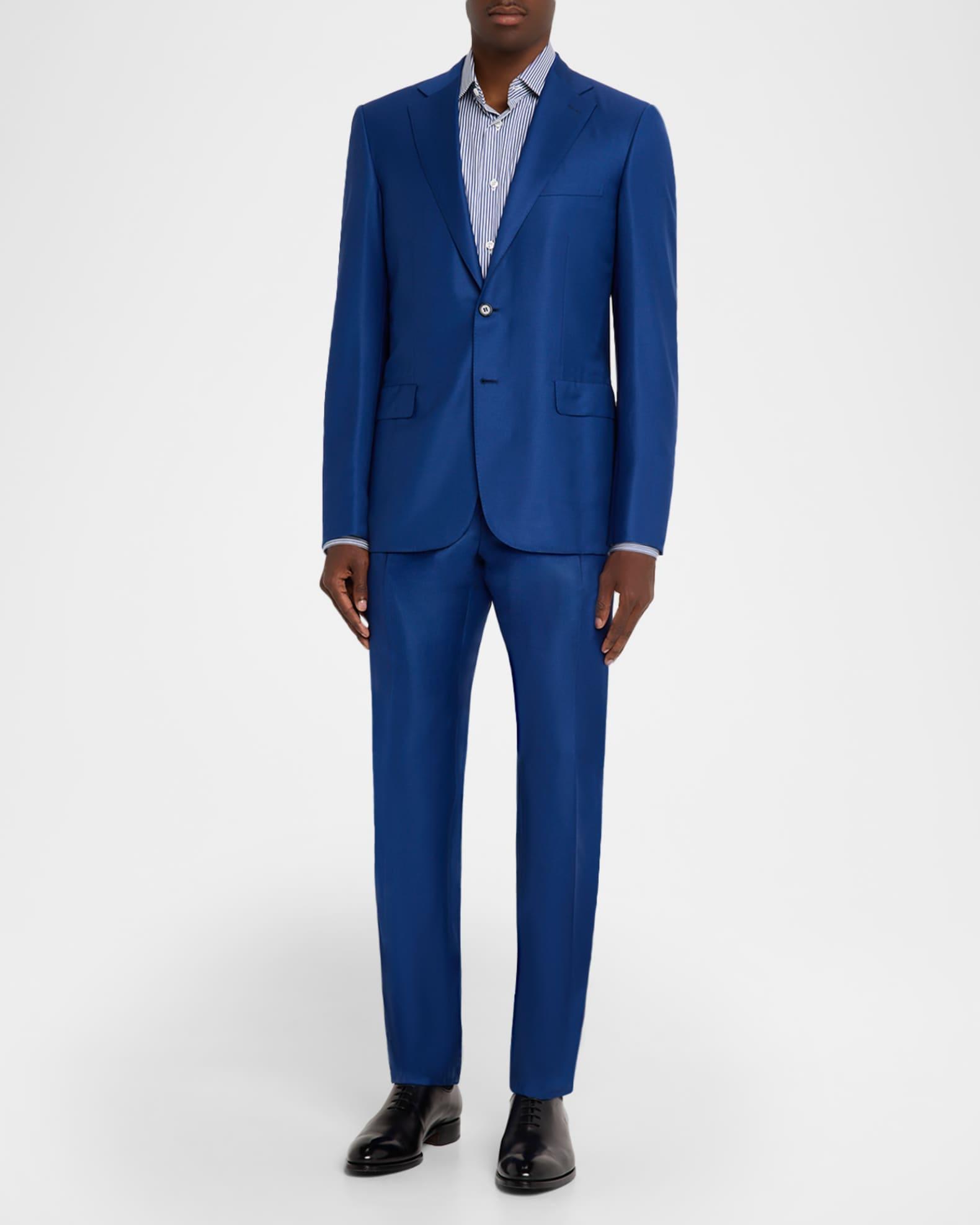 Men's Solid Blue Classic Suit Product Image